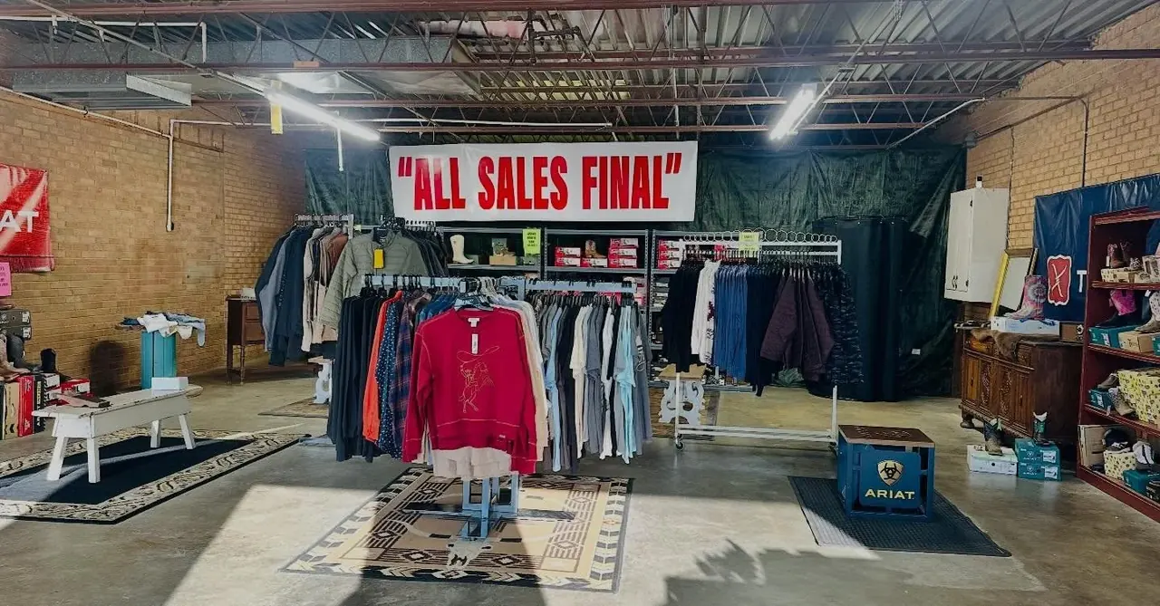 All Sales Final clearance area with discounted western clothing and boots