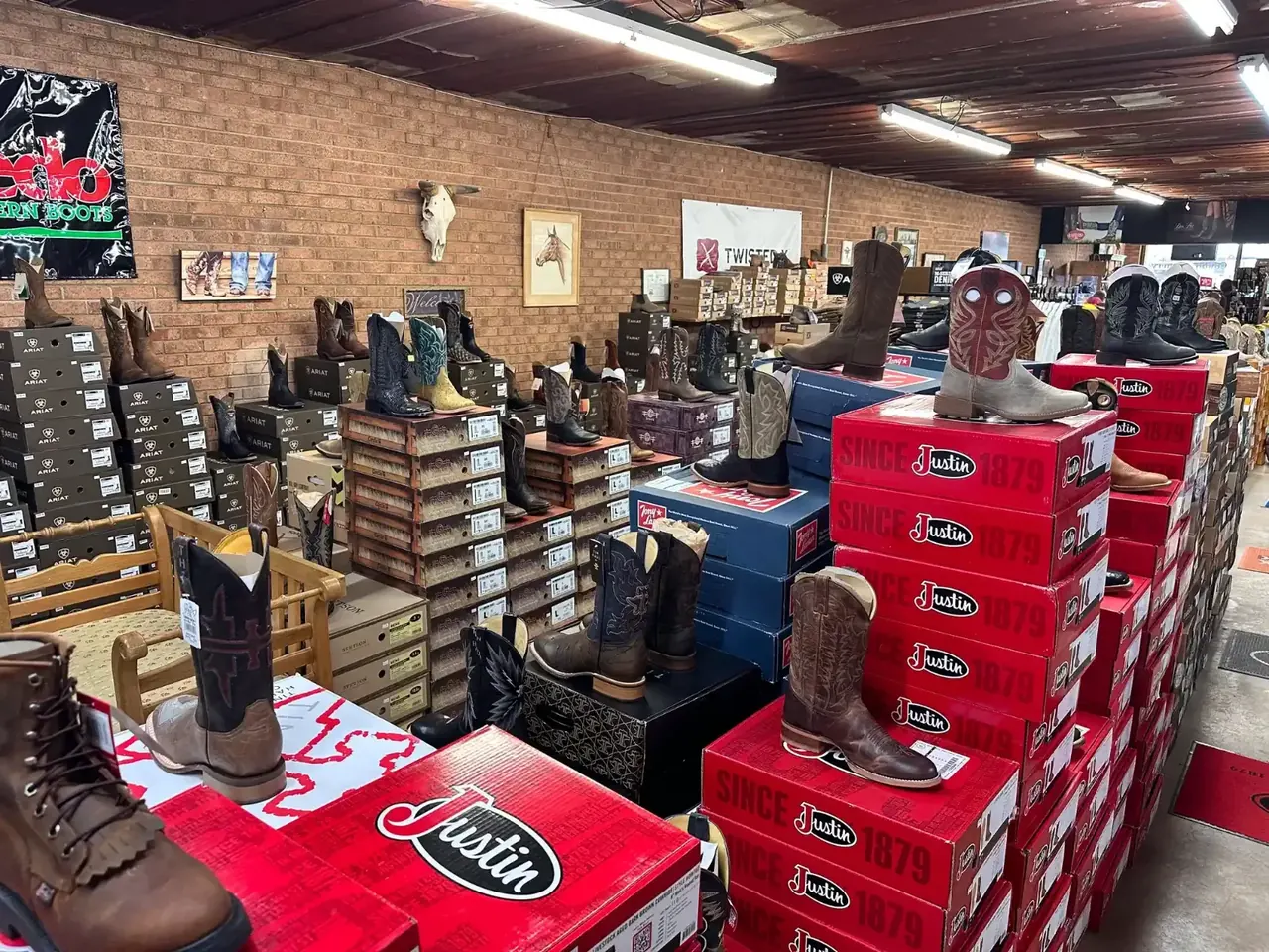 Dan Post boots on the boot wall