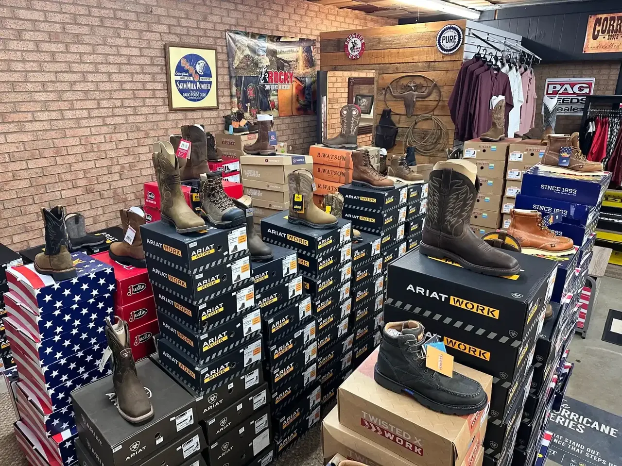 Justin boots on the boot wall